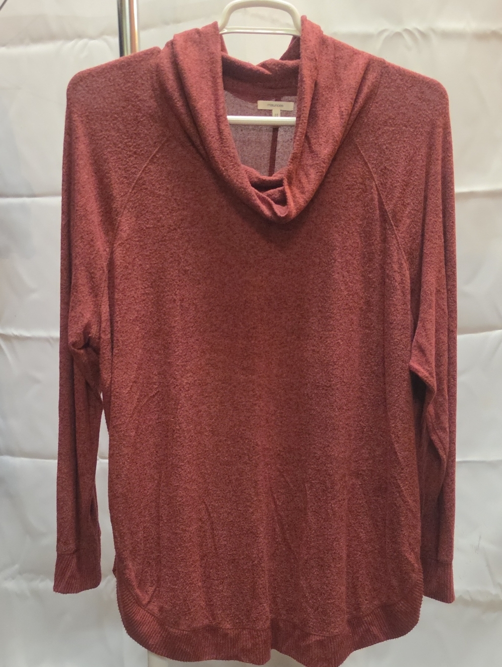Maurices Women's Cowl Neck Sweater in Rust Red